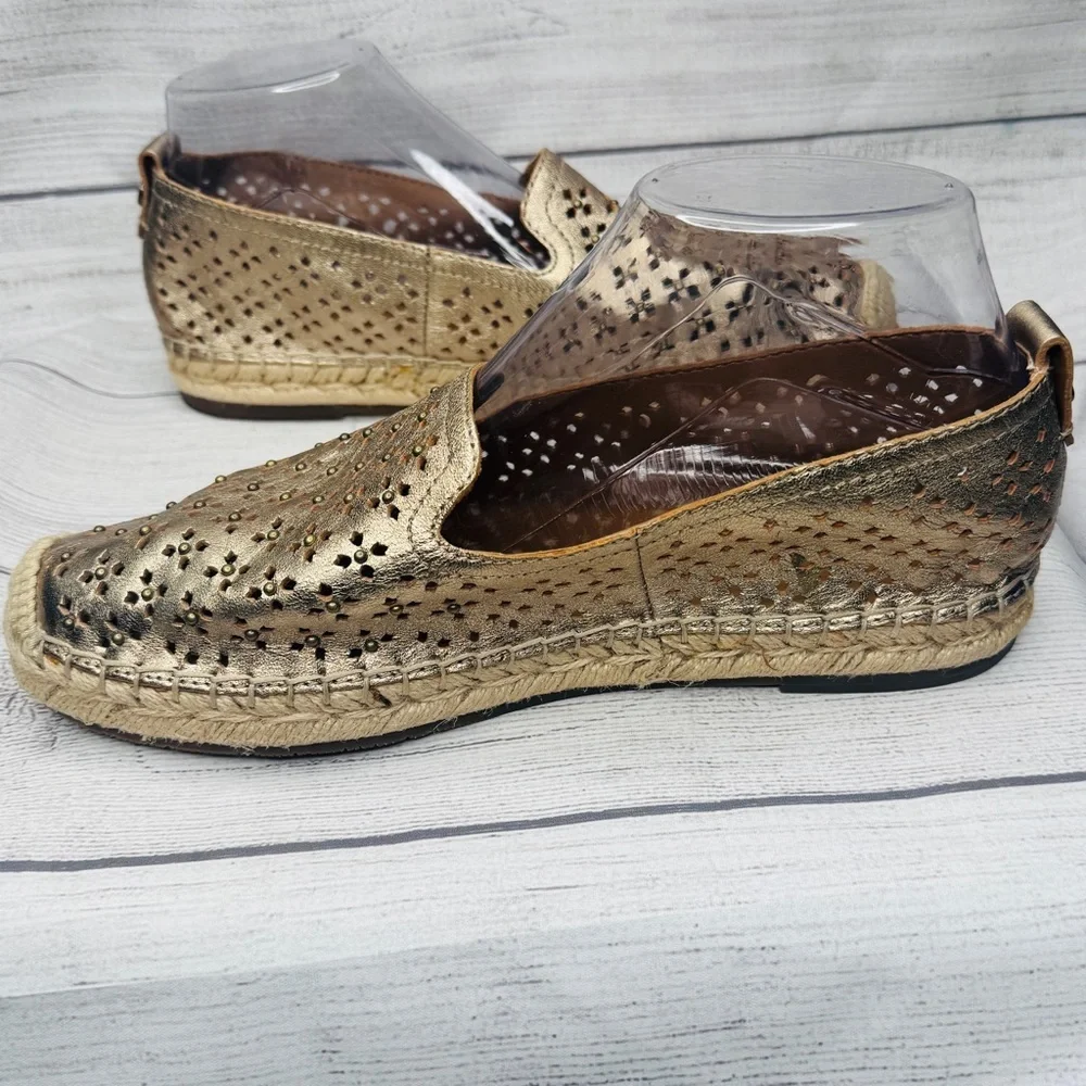 Patricia Nash Women Espadrille Flats‎ Elena Size US 8.5M Pale Gold Leather